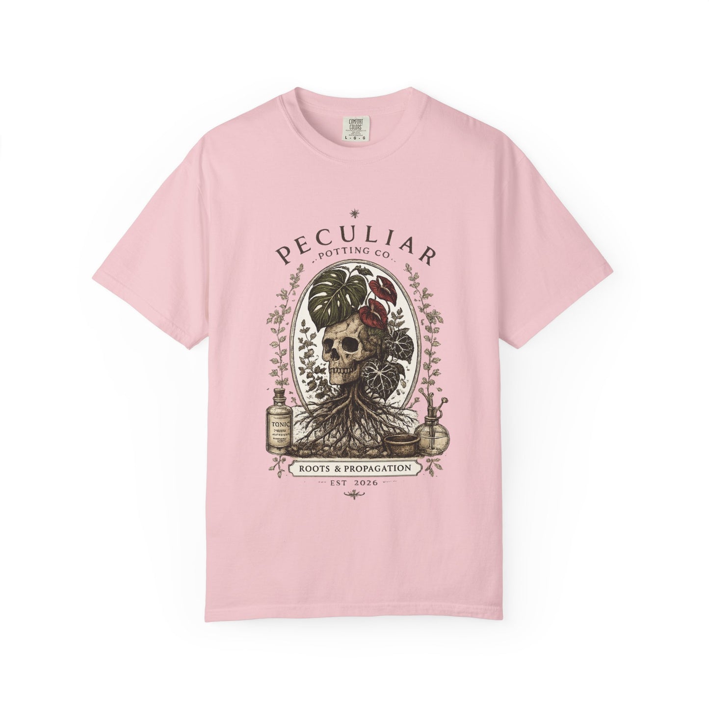 Peculiar Potting Co. 'Roots and Propagation' T-Shirt — Botanical Skull Tee