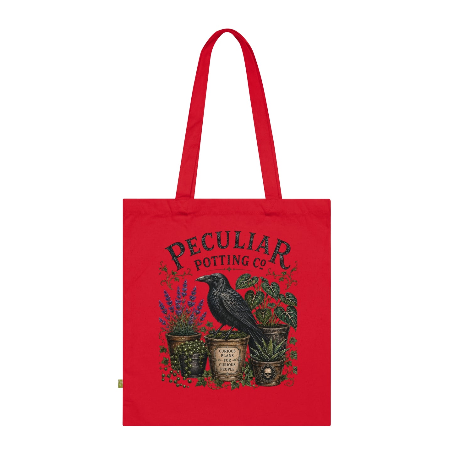 Tote Bag — "Peculiar Potting Co." Raven & Potted Plants Organic Cotton Tote