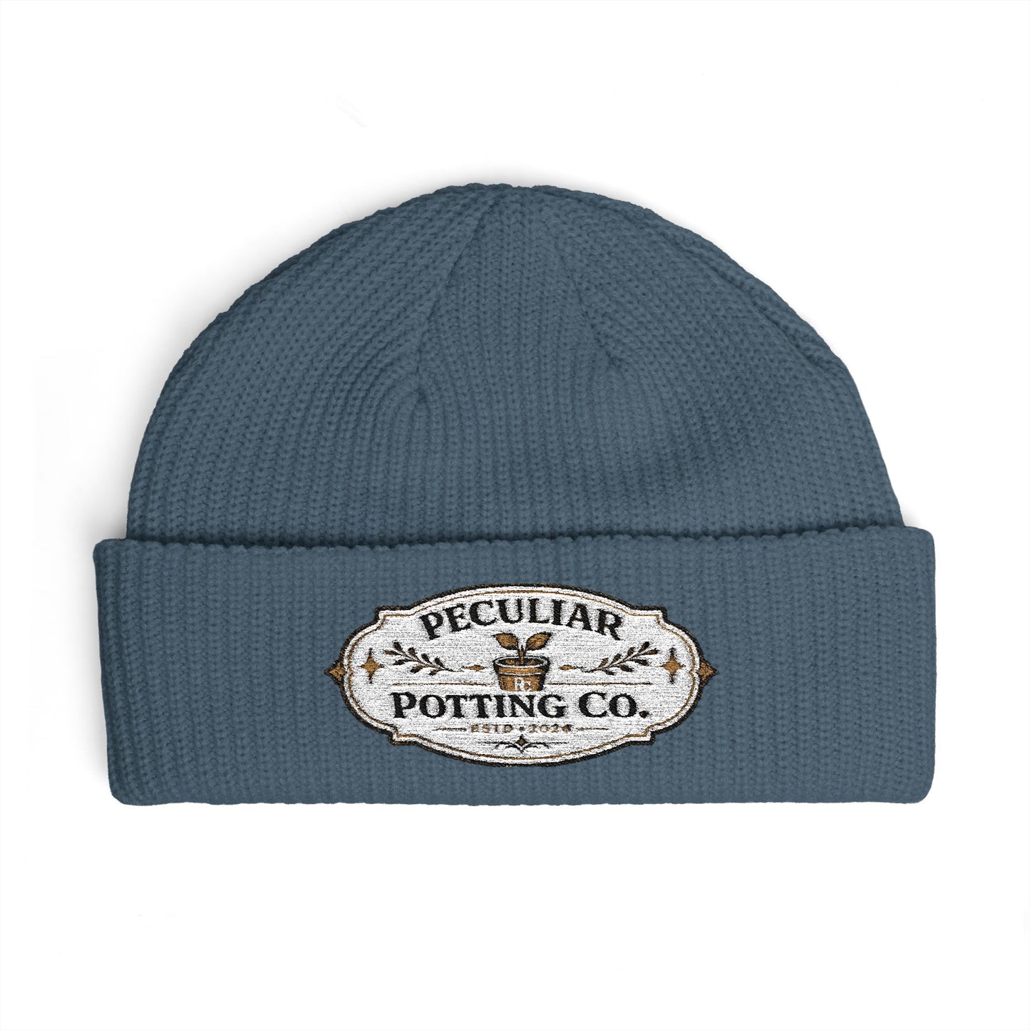 Cuff Beanie - Vintage 'Peculiar Potting Co.' Logo Knit Hat