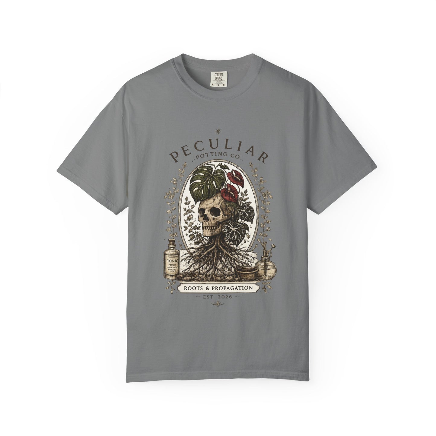 Peculiar Potting Co. 'Roots and Propagation' T-Shirt — Botanical Skull Tee