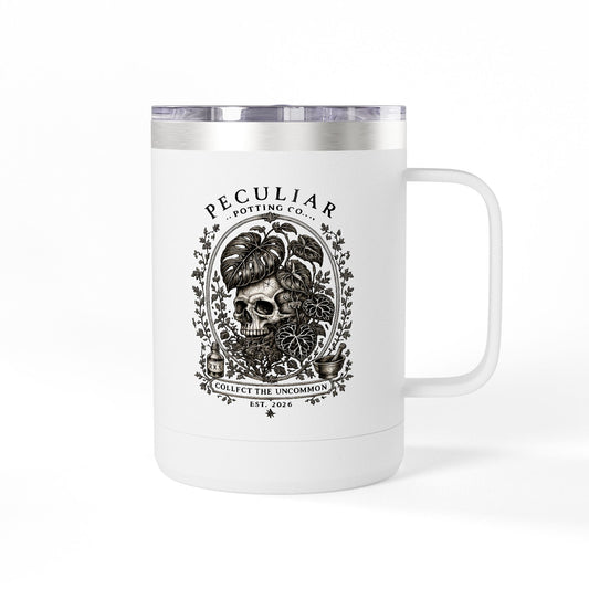 Peculiar Botanica Skull 15oz Travel Mug Tumbler