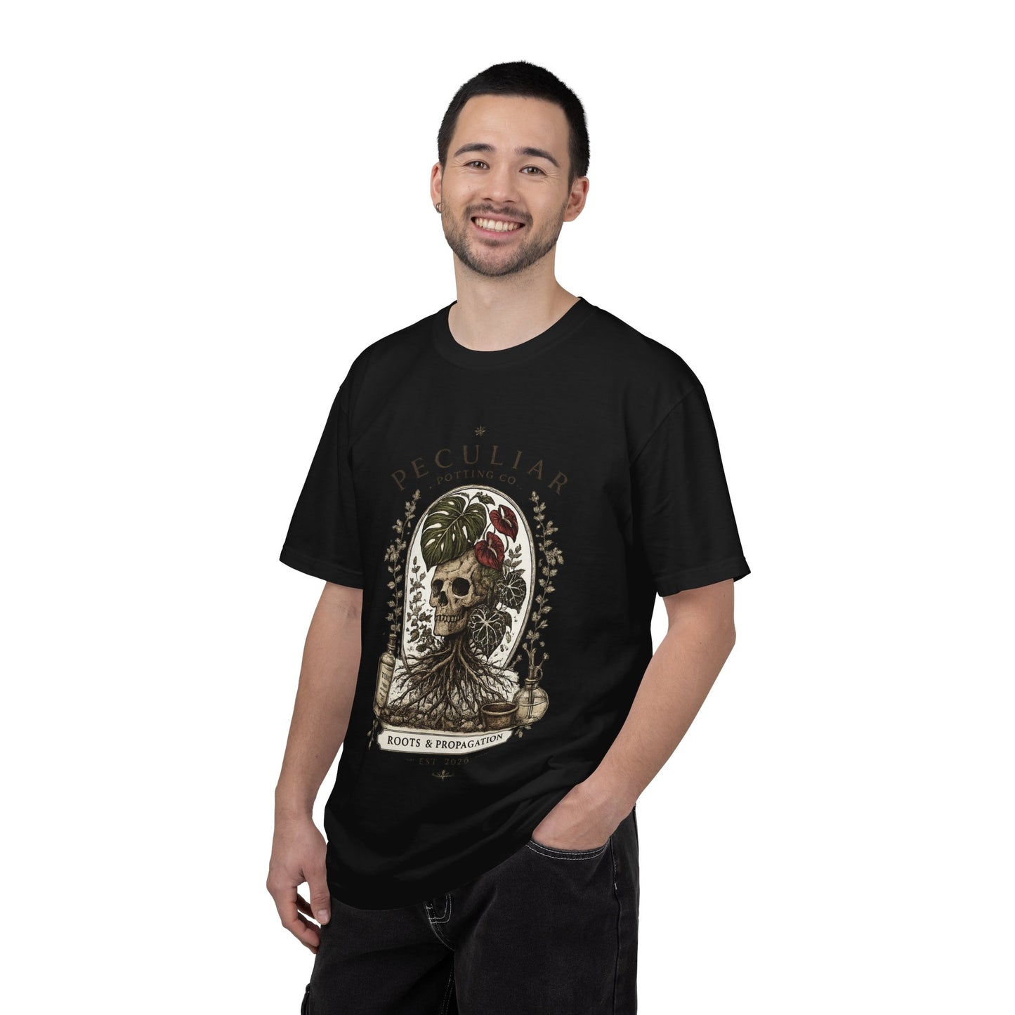 Peculiar Potting Co. 'Roots and Propagation' T-Shirt — Botanical Skull Tee