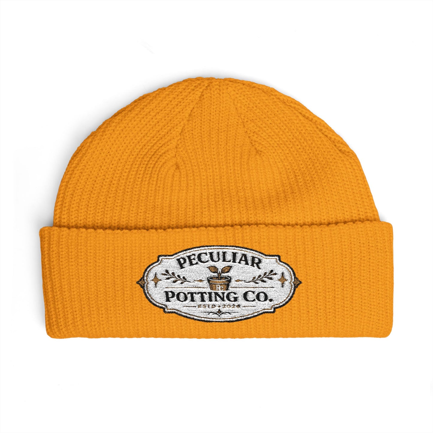 Cuff Beanie - Vintage 'Peculiar Potting Co.' Logo Knit Hat