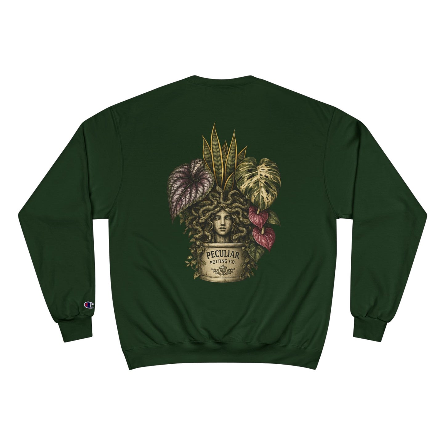 Plant Goddess Crewneck Sweatshirt — Vintage Botanical "Peculiar" Backprint