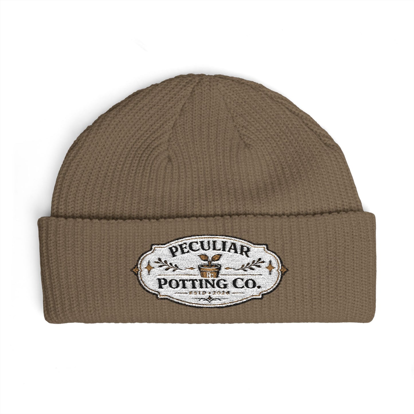 Cuff Beanie - Vintage 'Peculiar Potting Co.' Logo Knit Hat