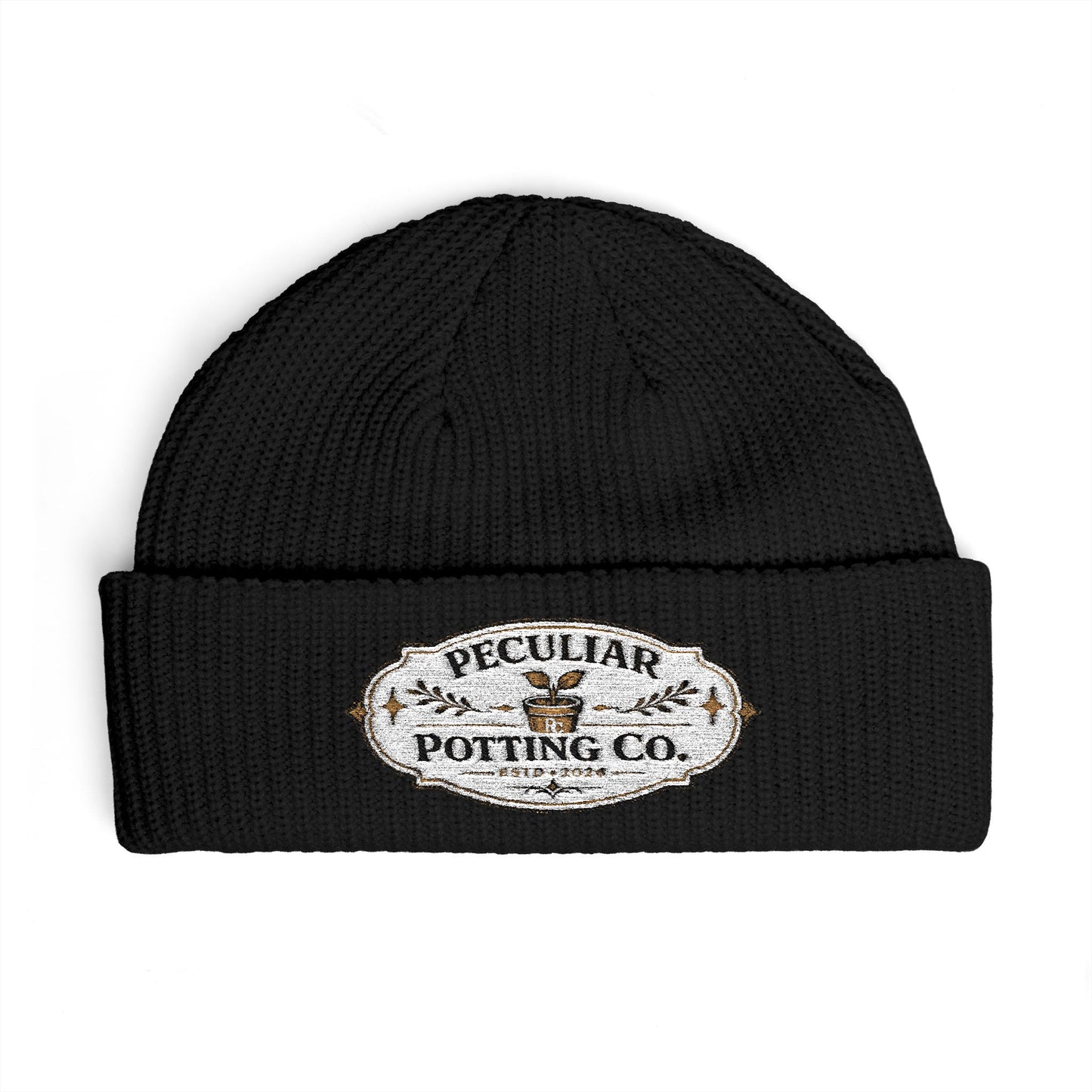 Cuff Beanie - Vintage 'Peculiar Potting Co.' Logo Knit Hat
