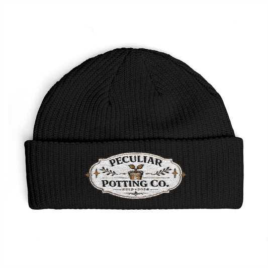 Cuff Beanie - Vintage 'Peculiar Potting Co.' Logo Knit Hat