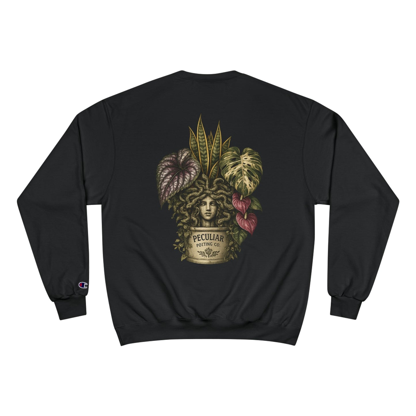 Plant Goddess Crewneck Sweatshirt — Vintage Botanical "Peculiar" Backprint