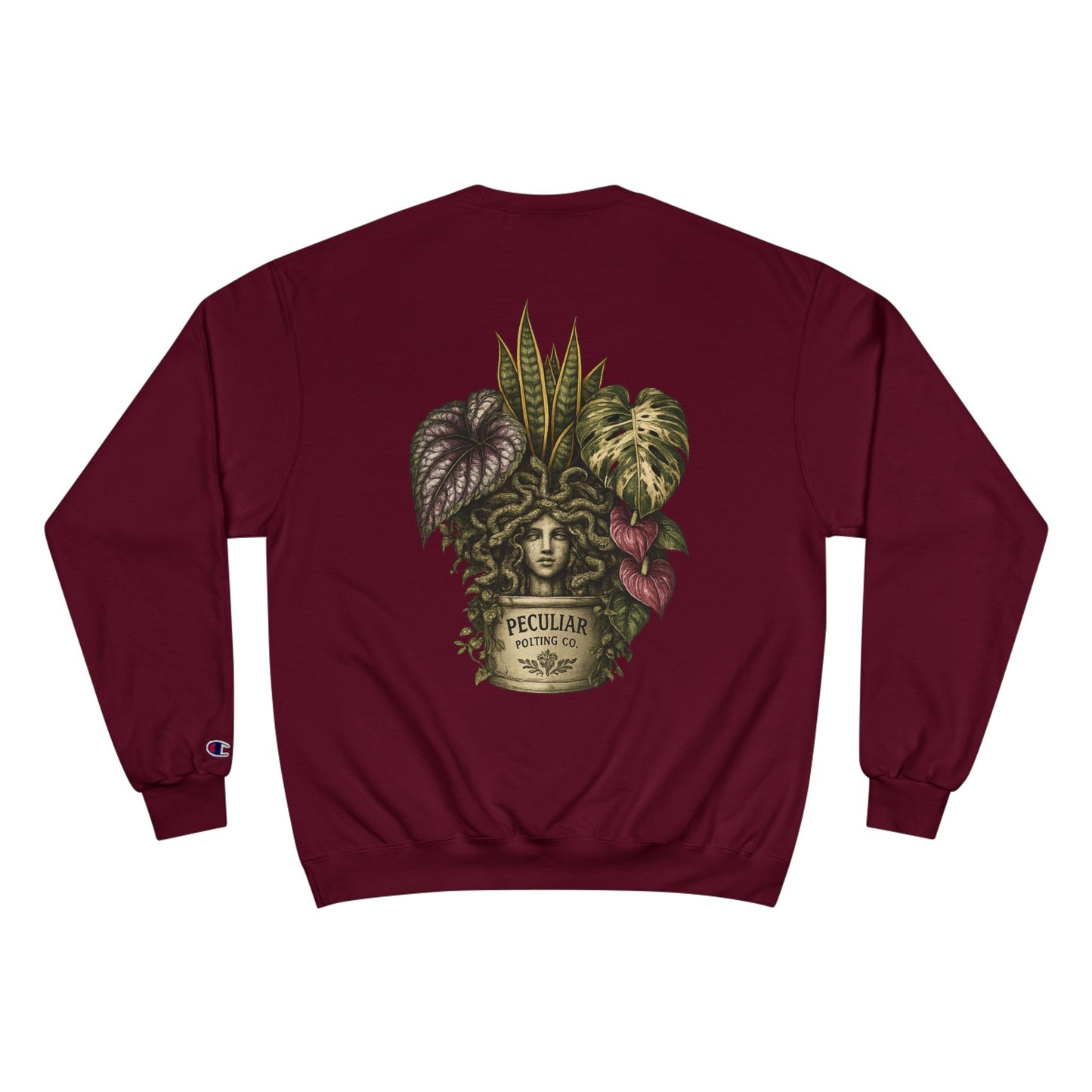 Plant Goddess Crewneck Sweatshirt — Vintage Botanical "Peculiar" Backprint