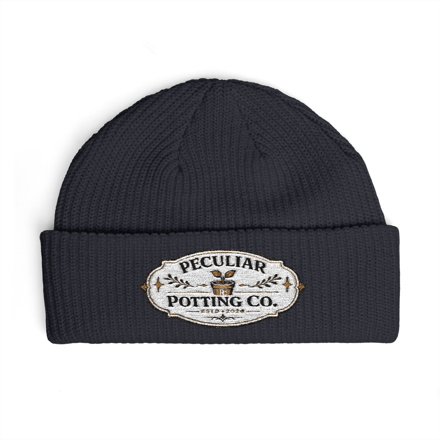 Cuff Beanie - Vintage 'Peculiar Potting Co.' Logo Knit Hat