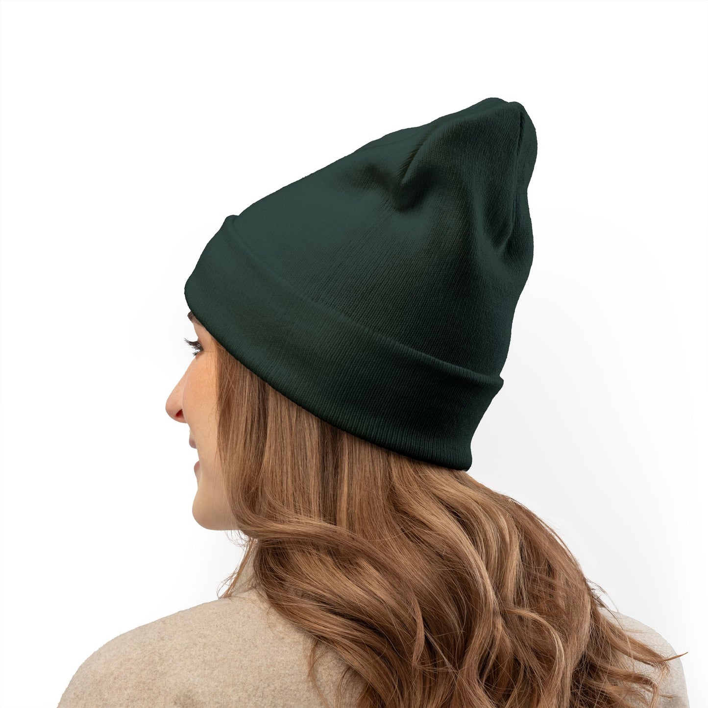 Embroidered Skull & Monstera Knit Beanie — Embroidered