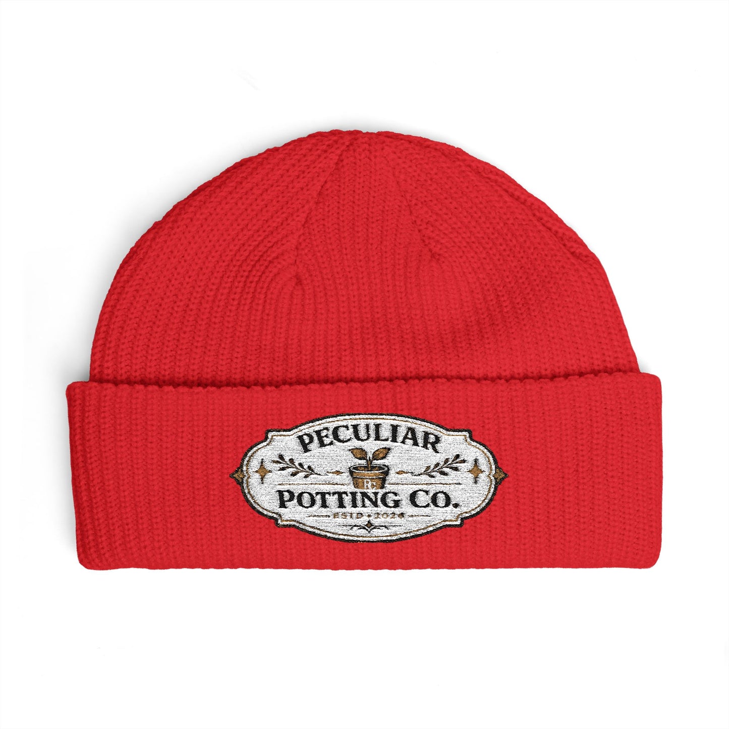 Cuff Beanie - Vintage 'Peculiar Potting Co.' Logo Knit Hat