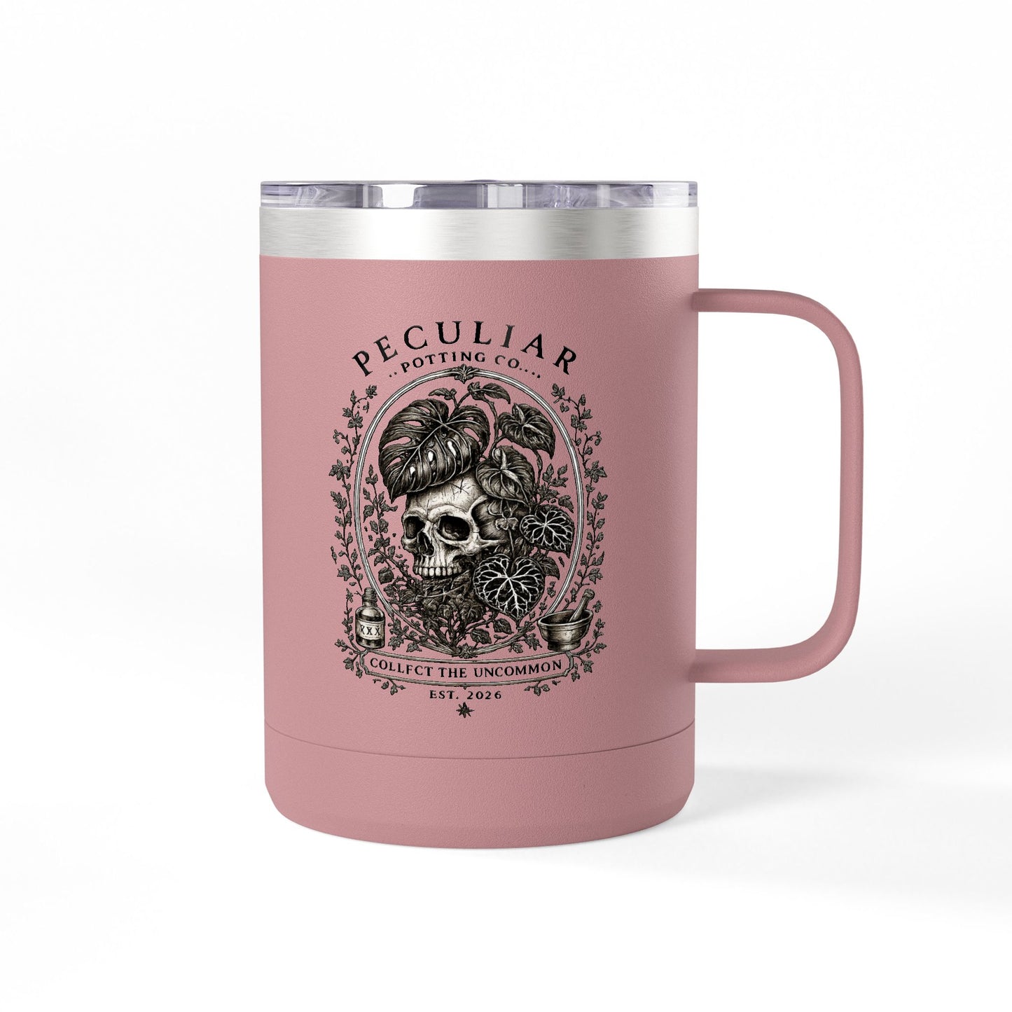 Peculiar Botanica Skull 15oz Travel Mug Tumbler