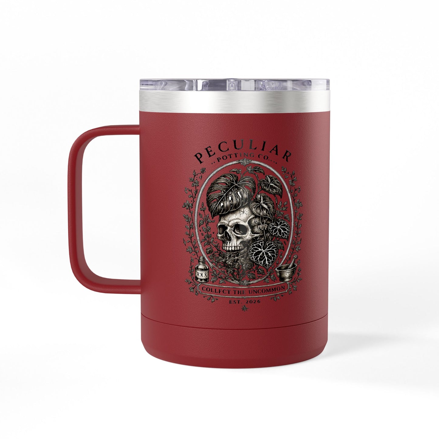 Peculiar Botanica Skull 15oz Travel Mug Tumbler
