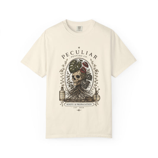 Peculiar Potting Co. 'Roots and Propagation' T-Shirt — Botanical Skull Tee