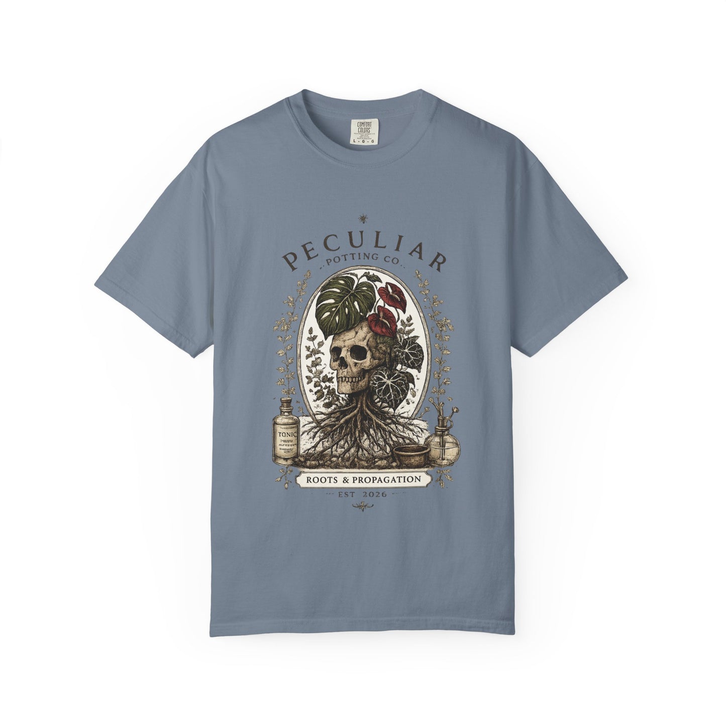 Peculiar Potting Co. 'Roots and Propagation' T-Shirt — Botanical Skull Tee
