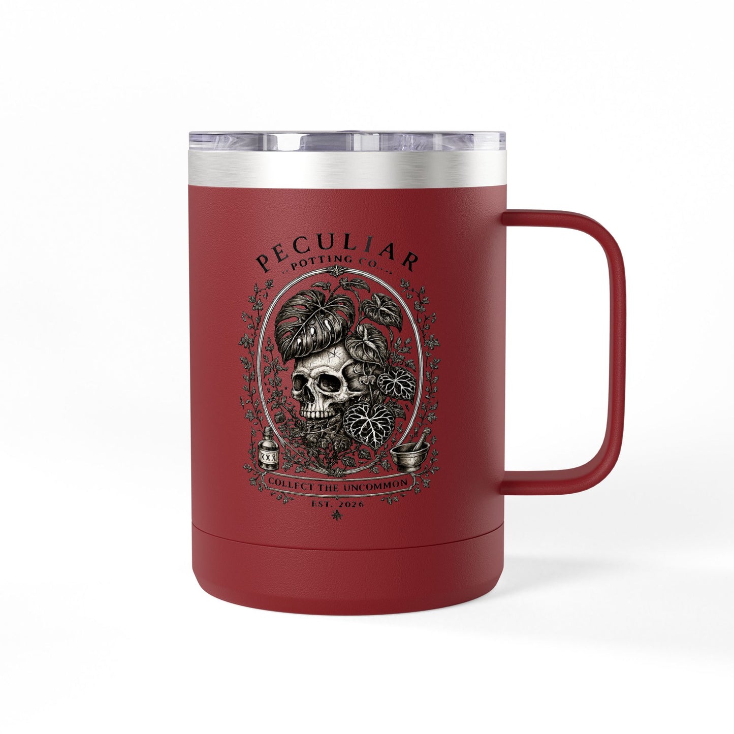 Peculiar Botanica Skull 15oz Travel Mug Tumbler