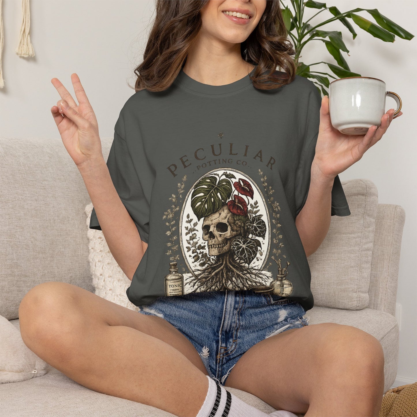 Peculiar Potting Co. 'Roots and Propagation' T-Shirt — Botanical Skull Tee
