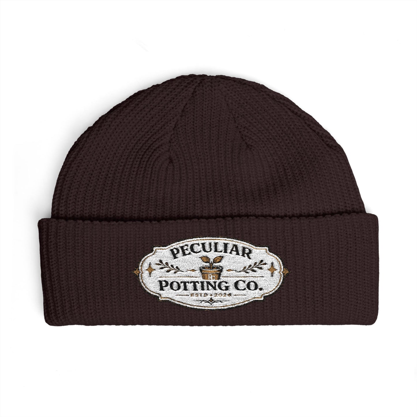 Cuff Beanie - Vintage 'Peculiar Potting Co.' Logo Knit Hat