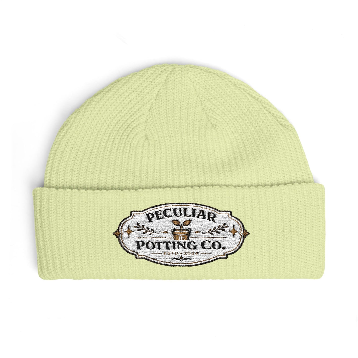 Cuff Beanie - Vintage 'Peculiar Potting Co.' Logo Knit Hat