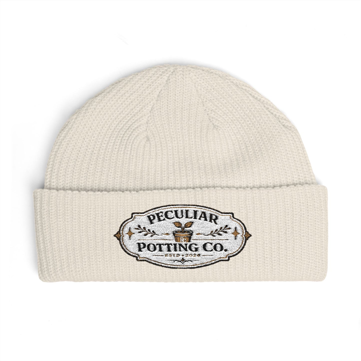 Cuff Beanie - Vintage 'Peculiar Potting Co.' Logo Knit Hat
