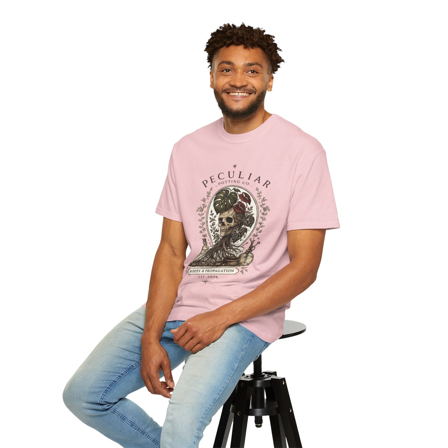 Peculiar Potting Co. 'Roots and Propagation' T-Shirt — Botanical Skull Tee