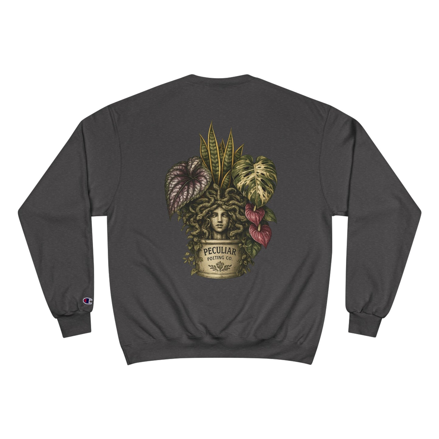 Plant Goddess Crewneck Sweatshirt — Vintage Botanical "Peculiar" Backprint