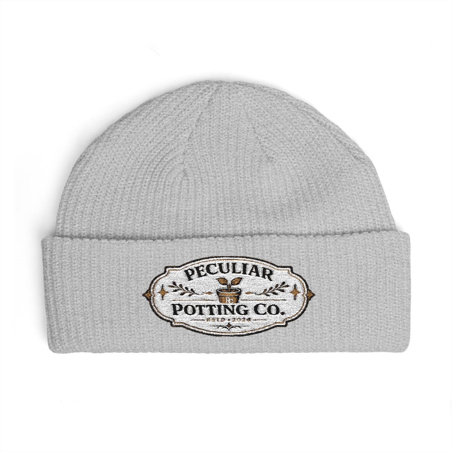 Cuff Beanie - Vintage 'Peculiar Potting Co.' Logo Knit Hat