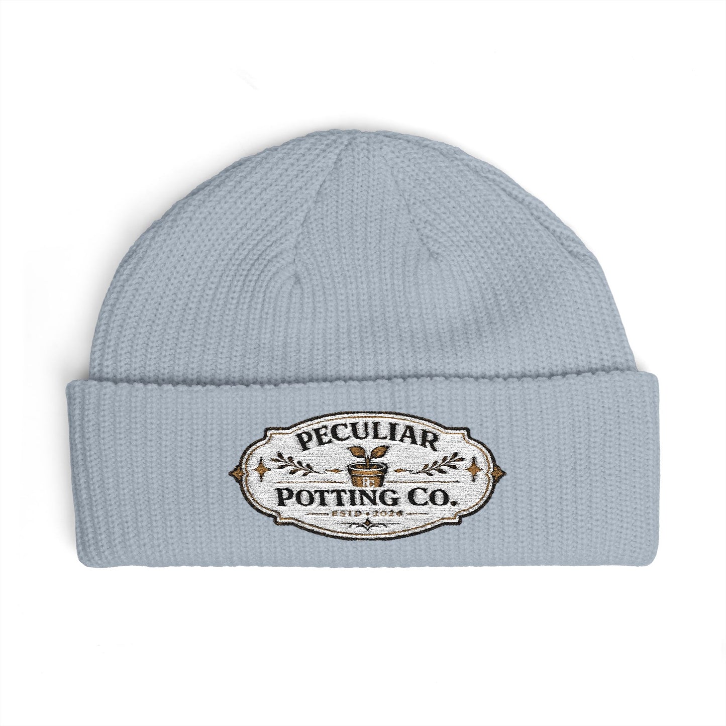 Cuff Beanie - Vintage 'Peculiar Potting Co.' Logo Knit Hat