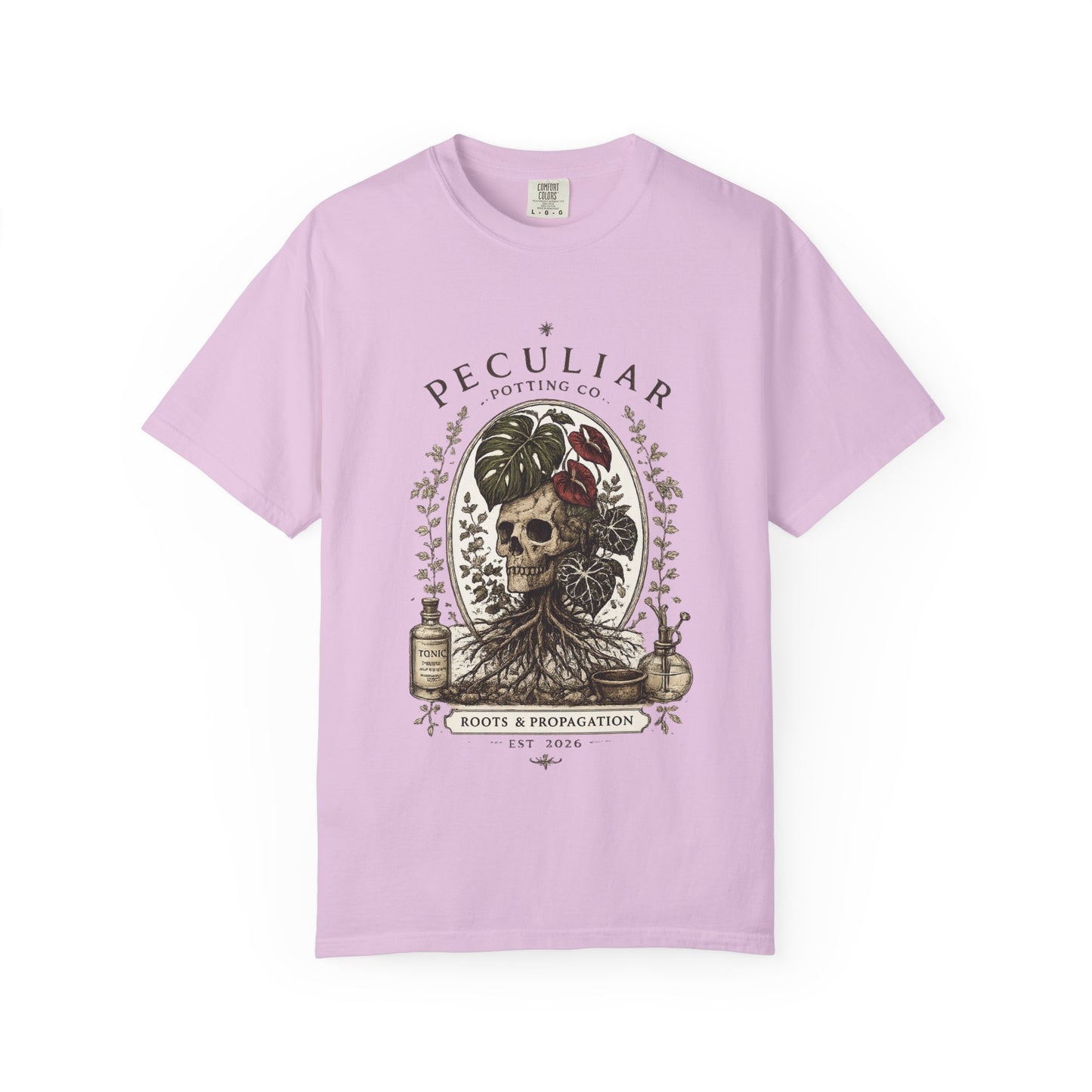 Peculiar Potting Co. 'Roots and Propagation' T-Shirt — Botanical Skull Tee