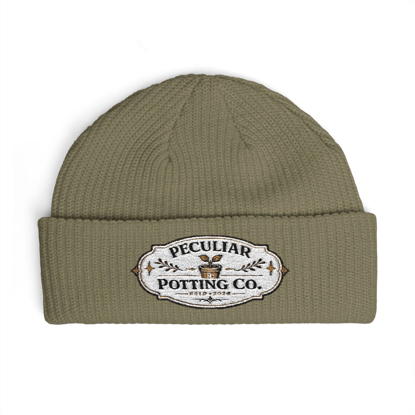 Cuff Beanie - Vintage 'Peculiar Potting Co.' Logo Knit Hat