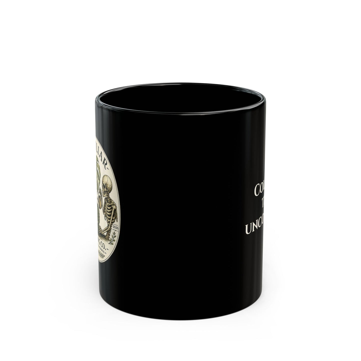 Collect the Uncommon Black Mug – Monstera Skeleton Coffee Cup (11oz, 15oz)