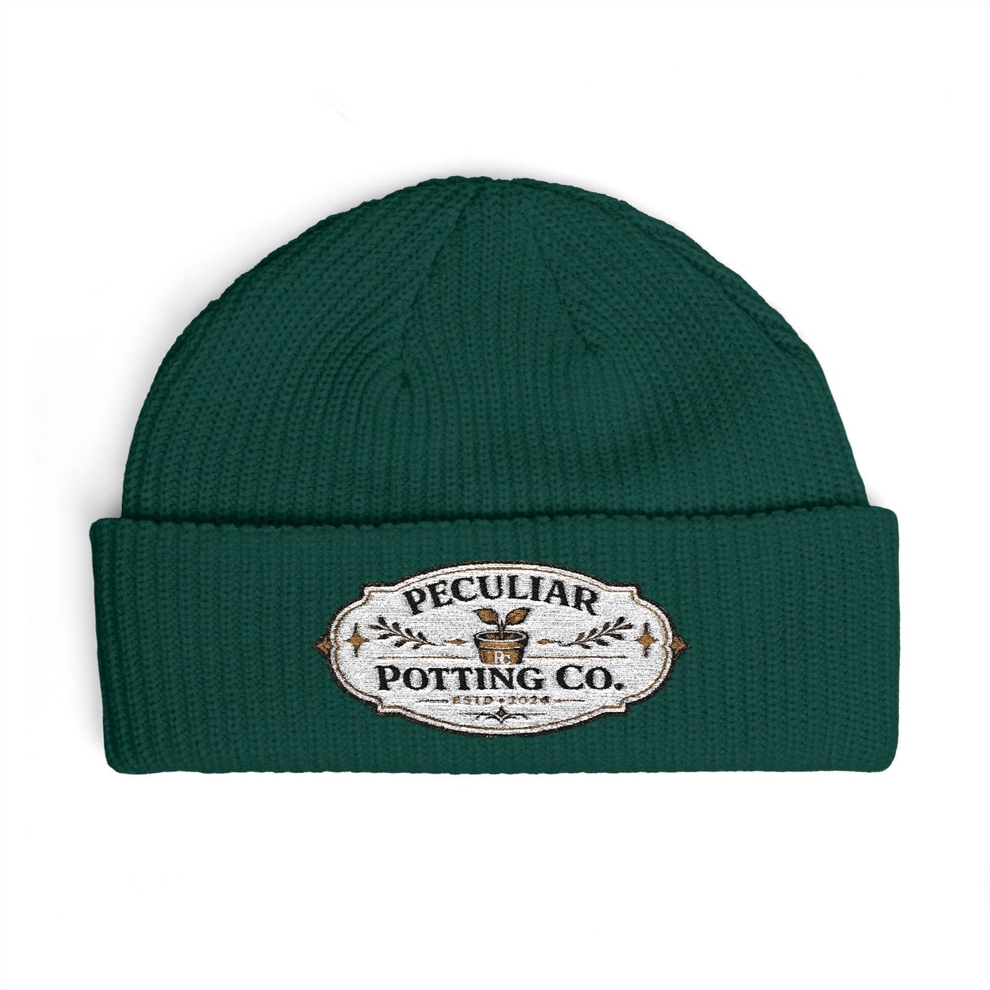 Cuff Beanie - Vintage 'Peculiar Potting Co.' Logo Knit Hat
