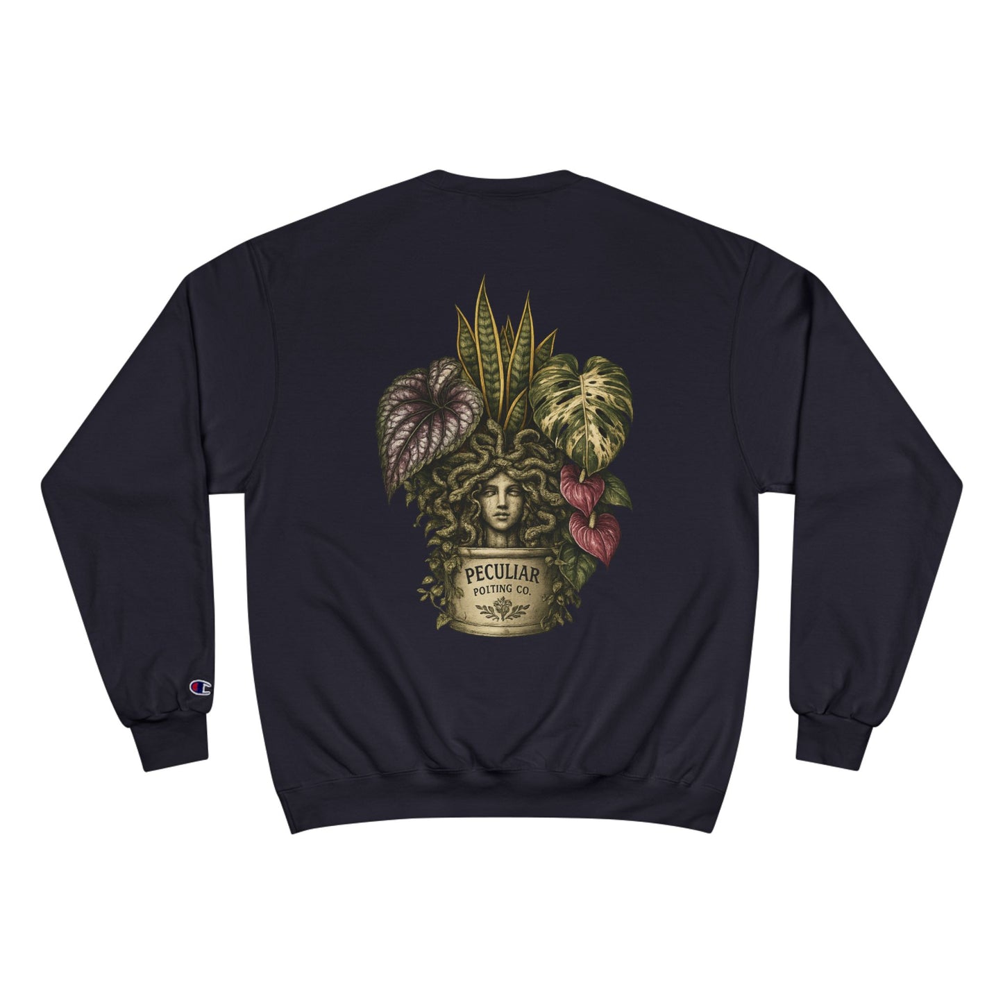 Plant Goddess Crewneck Sweatshirt — Vintage Botanical "Peculiar" Backprint