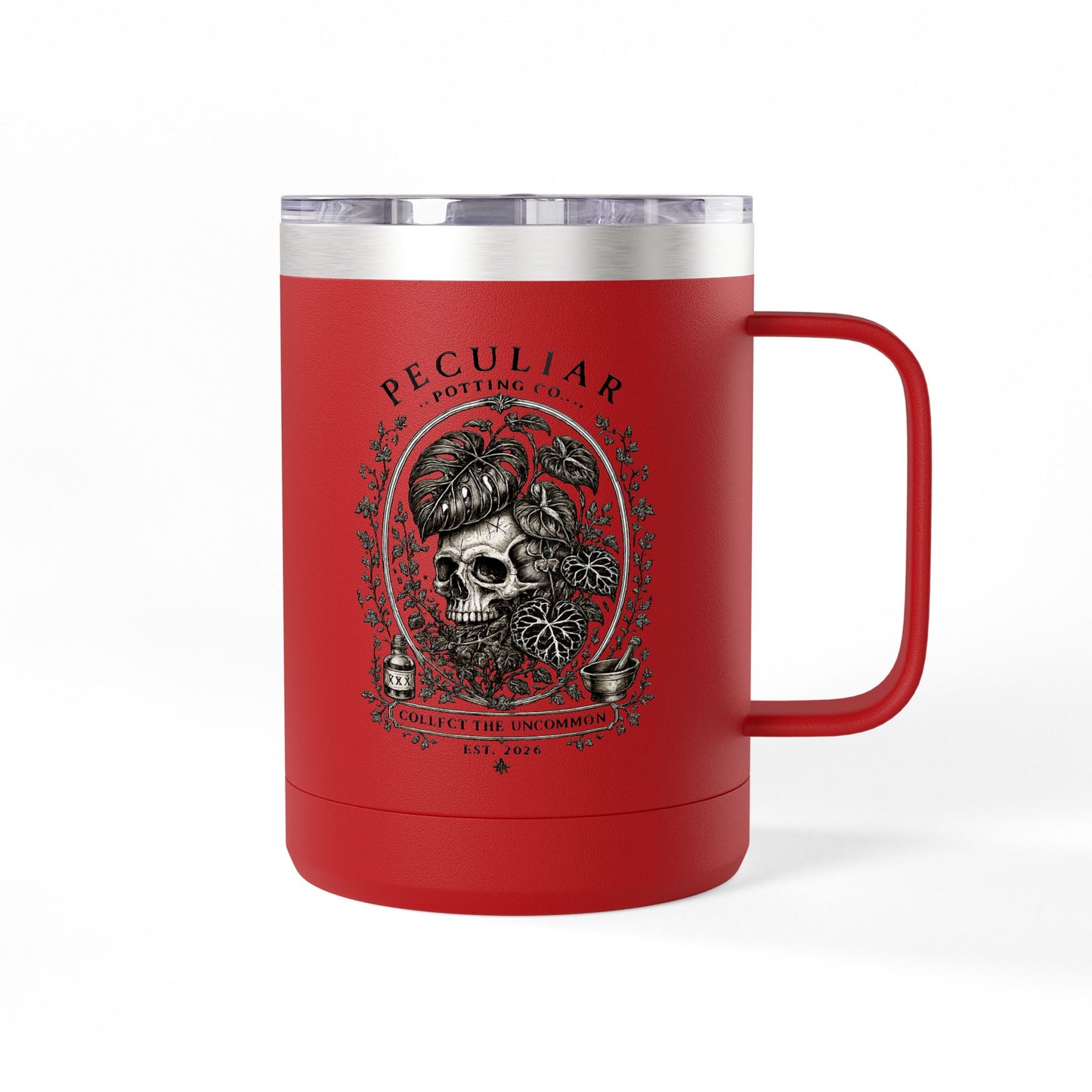Peculiar Botanica Skull 15oz Travel Mug Tumbler
