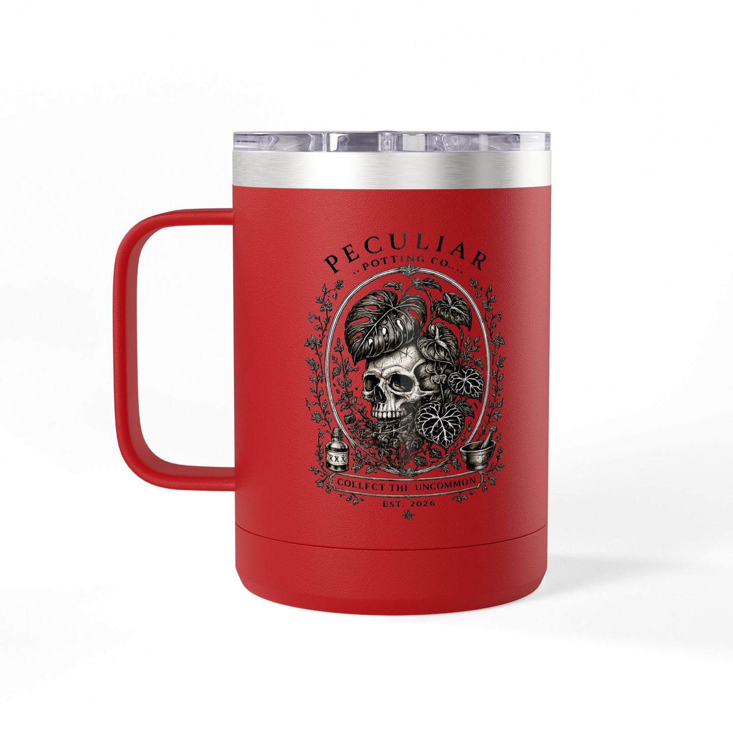 Peculiar Botanica Skull 15oz Travel Mug Tumbler