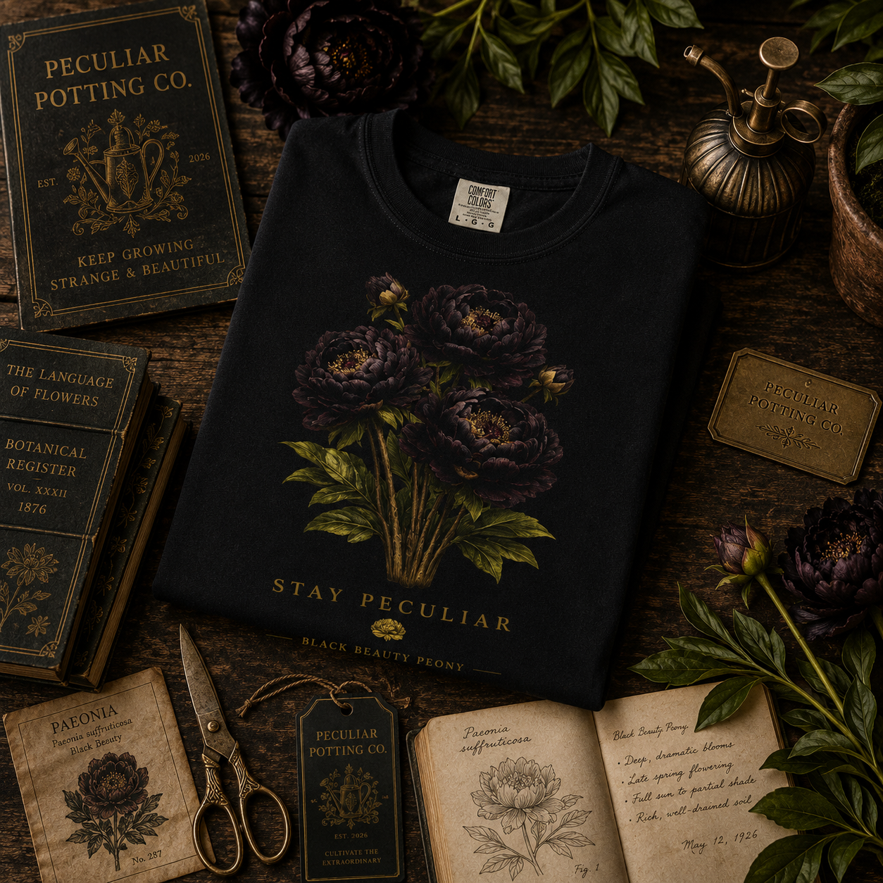 Black Beauty Peony — Graphic Tee